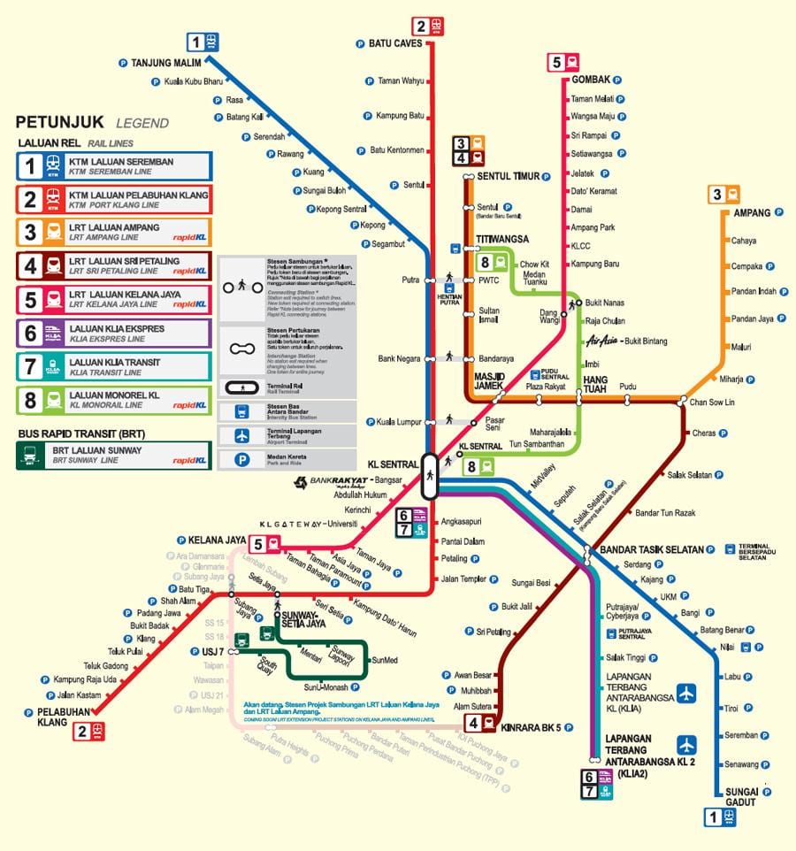 линија ЛРТ мапи Куала Лумпура