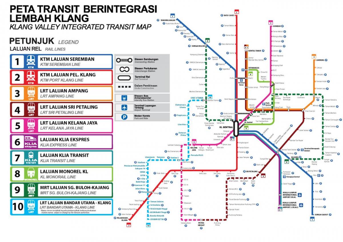 карта метро Куала Лумпур