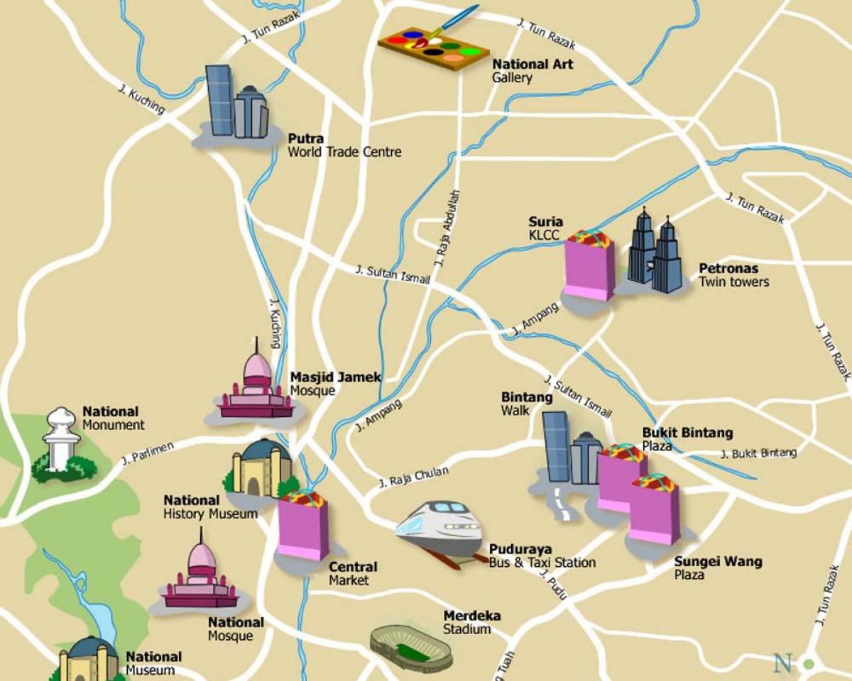 туристичка карта Куала Лумпур, Малезија