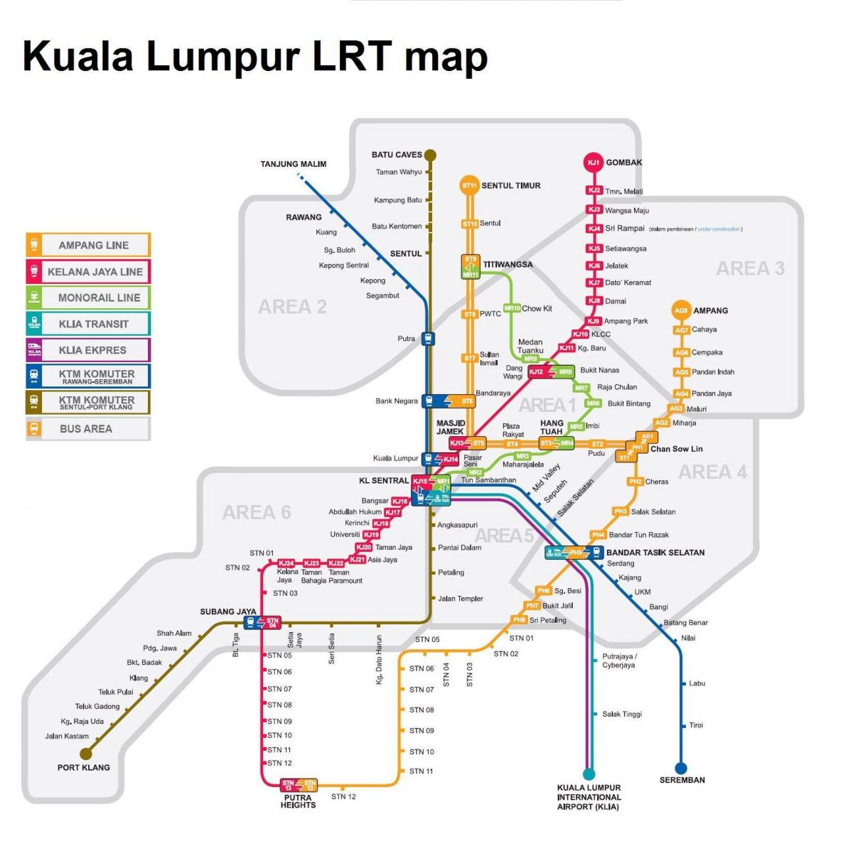 ЛРТ карта Куала Лумпур, Малезија