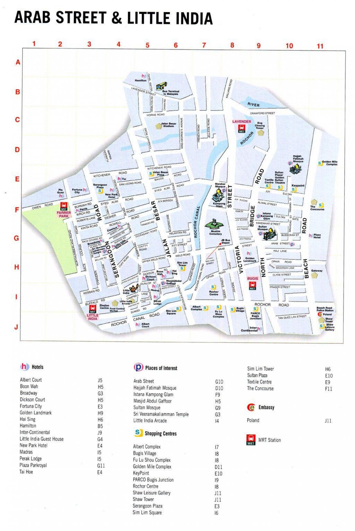 Карта арапске улице Куала Лумпур