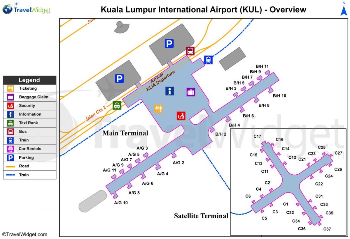 главни аеродром Куала Лумпур, терминал карта