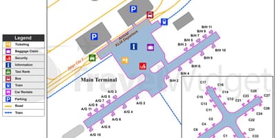 Главни аеродром Куала Лумпур, терминал карта